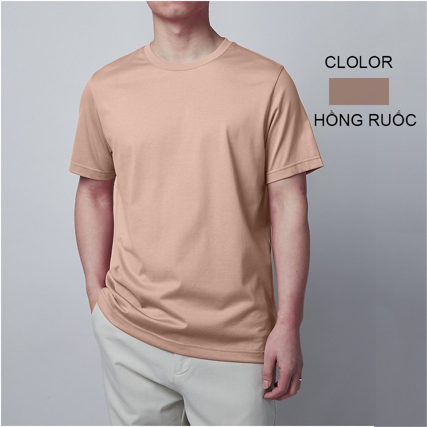 Áo thun nam cổ tròn basic tee thiết kế trơn unisex cộc tay vải cotton co giãn 4 chiều | BigBuy360 - bigbuy360.vn