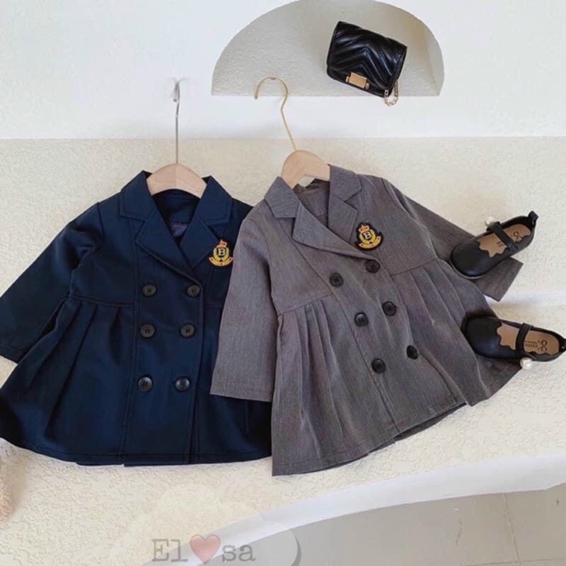 Áo khoác bé gái - Áo khoác kaki dáng dài cho bé 1-5y