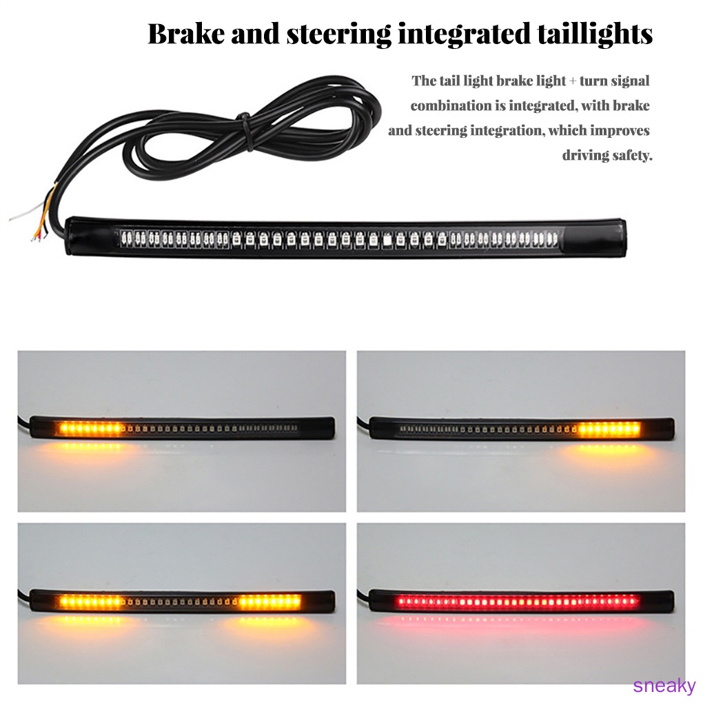 Motorcycle 48 LED Daytime Running Light Strip Rear Brake Taillight with PC Housing Beach Cart Stop Lamp Motorbike Accessories sneaky