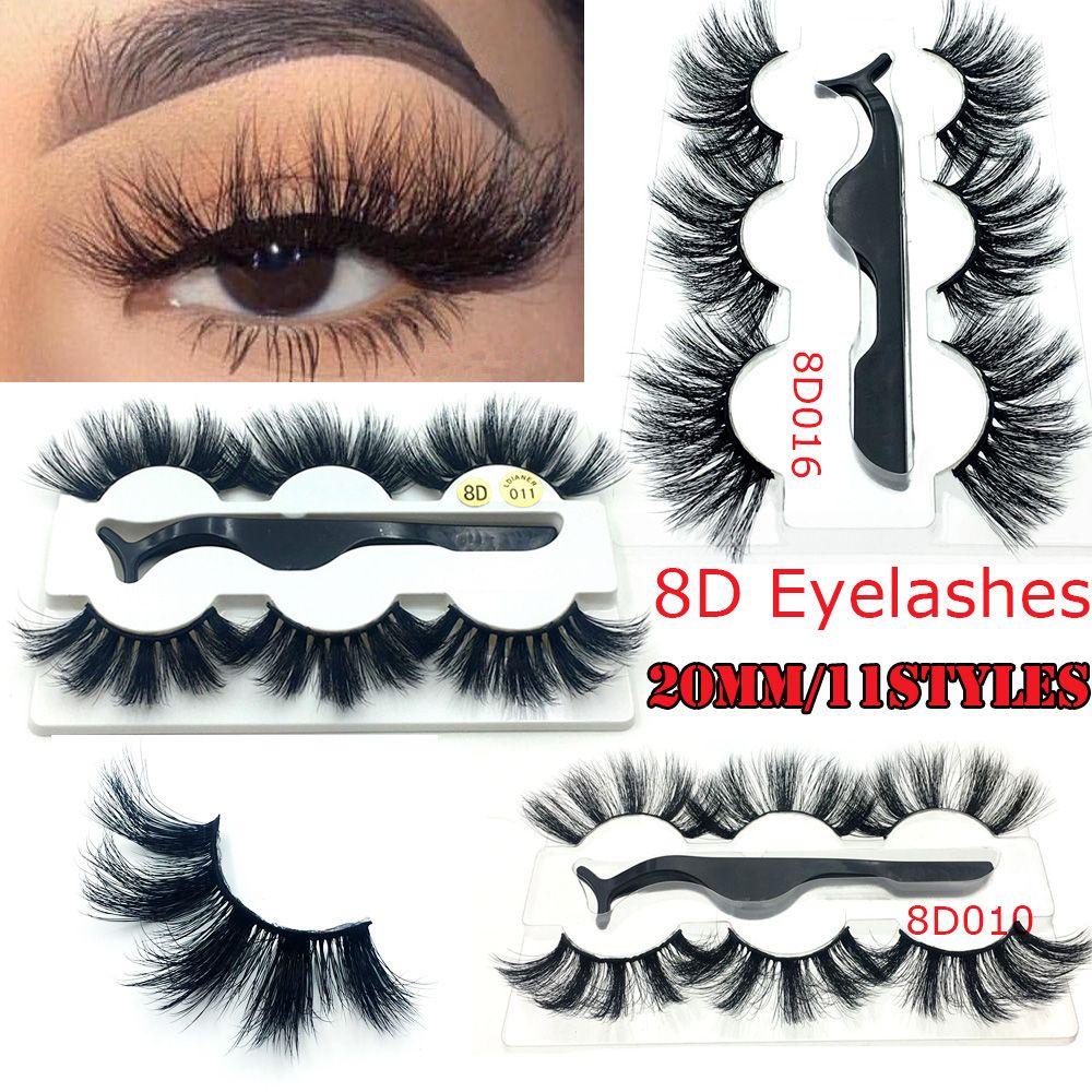 Bộ 3 Cặp Lông Mi Giả Kèm Nhíp 8D Dùng Trang Điểm Thủ Công