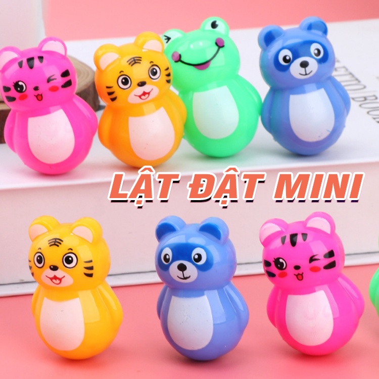 Combo 5 mô hình lật đật mini đồ chơi trẻ em chim cánh cụt Doraemon ,pikachu ,ếch ,mèo, hổ ,gấu
