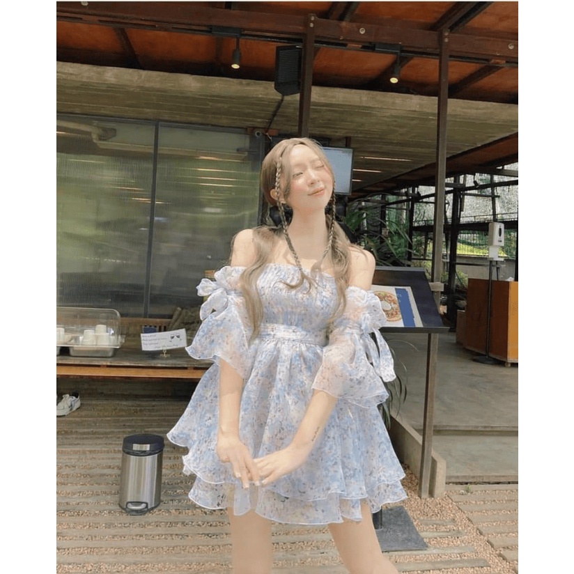 ĐẦM XÒE VOAN IN HOA SIÊU XINH, SIÊU DỄ THƯƠNG VỚI HỌA TIẾT HOA SIÊU ĐẸP UP