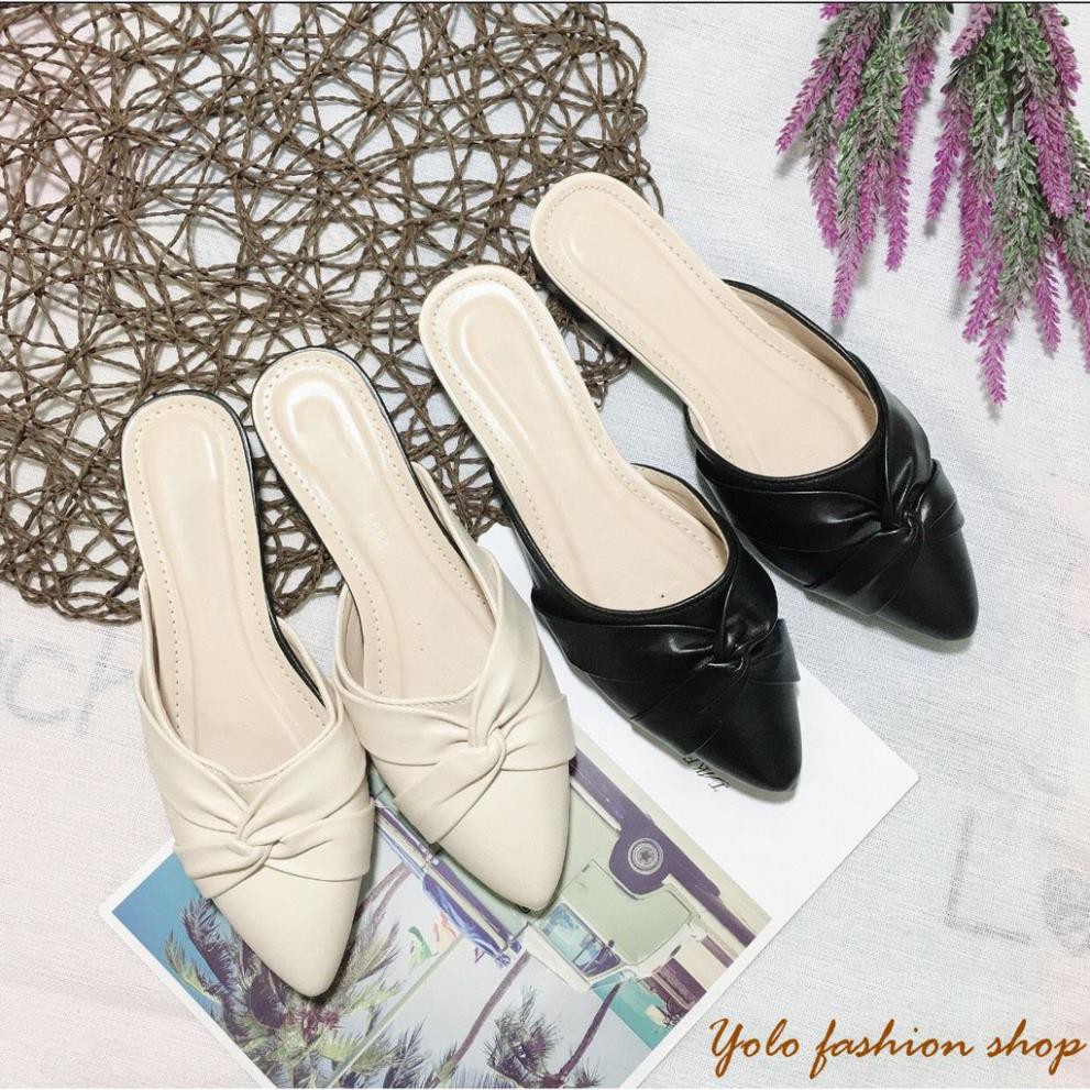 Hình thật-SU6-Giày sục nữ quai xoắn da mềm êm chân | BigBuy360 - bigbuy360.vn