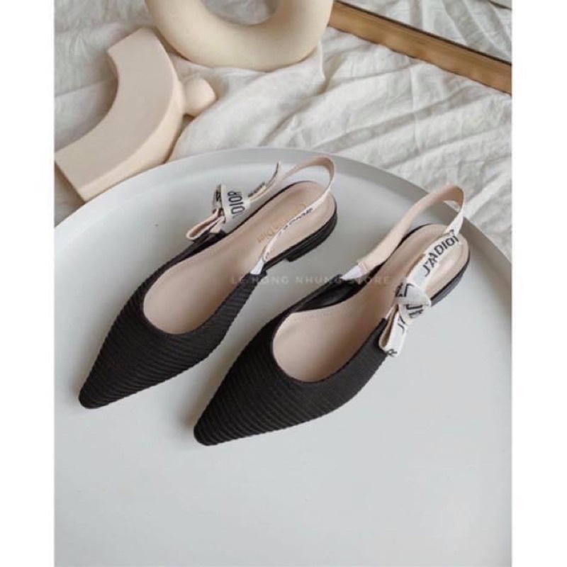 Giày sandal/cao gót nữ hở eo quai dior mũi nhọn bệt mềm êm chân