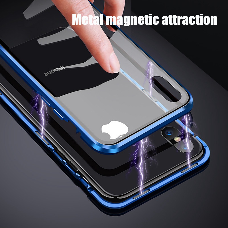 Ốp Điện Thoại Hai Mặt Kính Bảo Vệ 360 Độ Từ Tính Cho iphone 12 Pro Max/12 Pro/12 mini/11 Pro Max/11