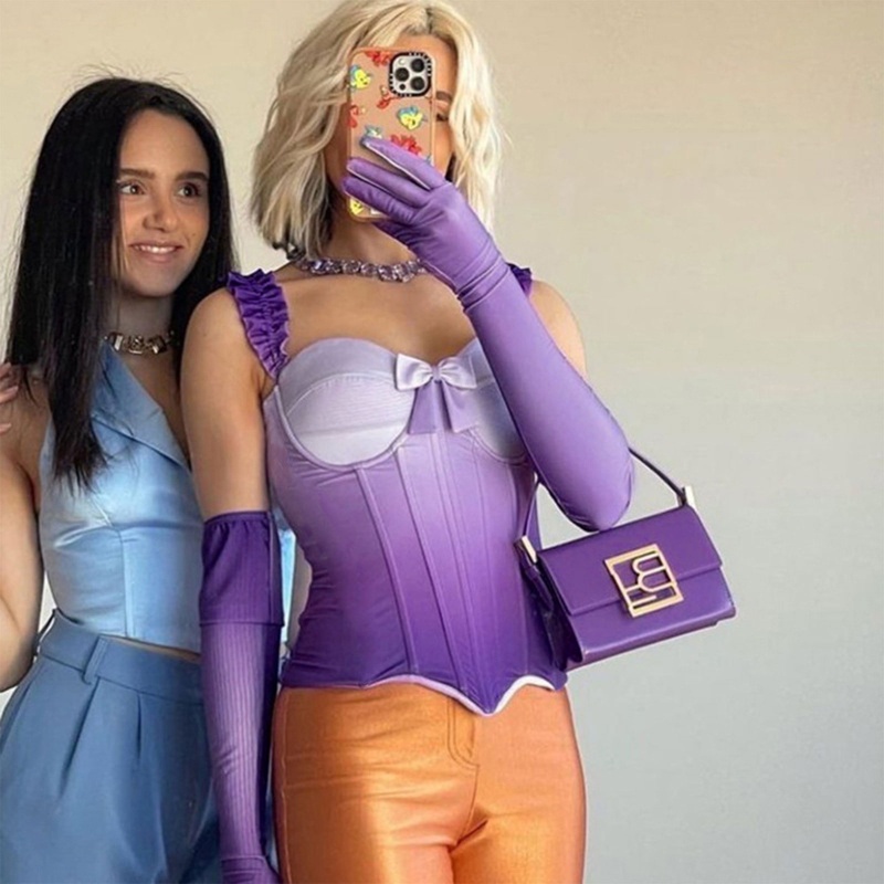 Đai Nịt Ngực Gắn Nơ Bướm Viền Xương Cá Gợi Cảm Cho Nữ