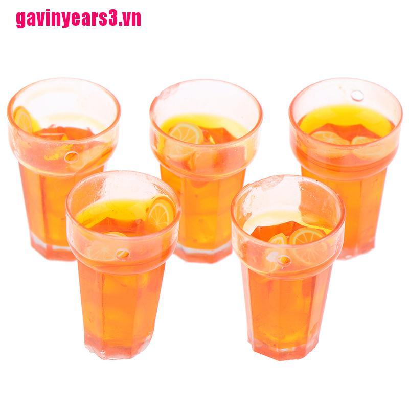 [GAV3]5Pcs 1:12 Dollhouse Miniature Food Lemon Tea Cups Doll House Drinks Model Toy