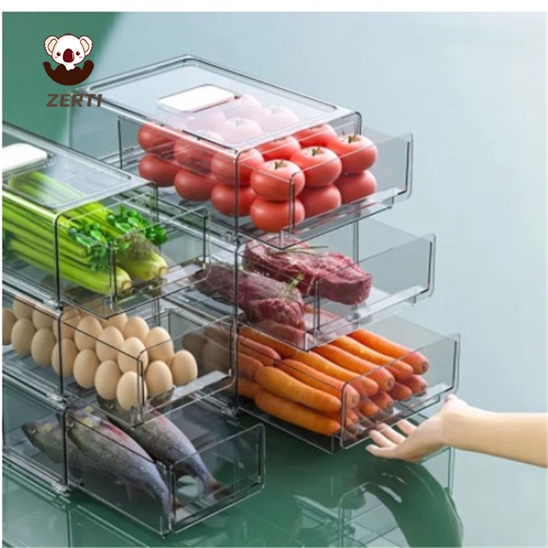 Hộp Đựng Trái Cây/Rau Củ Trong Suốt Thiết Kế Ngăn Kéo Trong Suốt Cho Tủ Lạnh