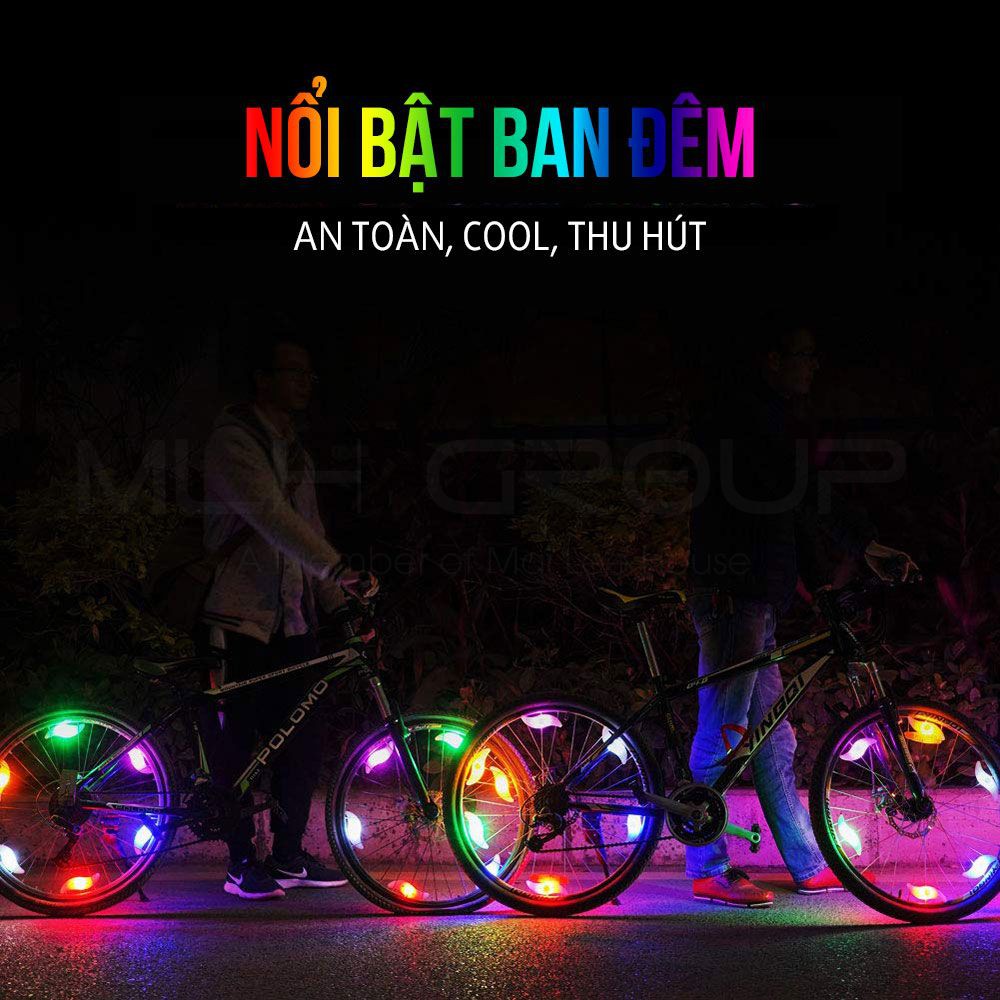 Đèn LED Gắn Căm Tăm Xe Đạp Trang Trí Bánh Xe Đạp Đẹp Mắt Chống Nước Nổi Bật Ban Đêm Và Pin Tiện Dụng MLH