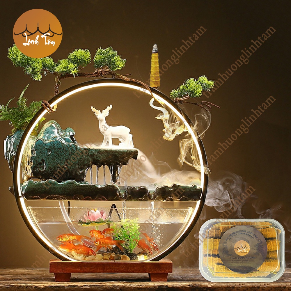 Nụ trầm hình tháp văn xương dùng cho thác khói trầm hương