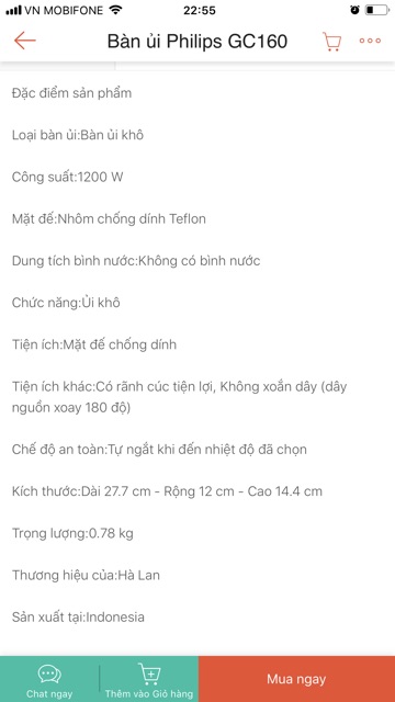 Bàn ủi Philips GC 160