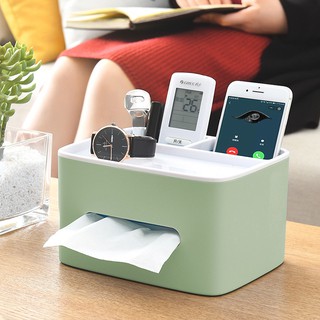 Hộp đựng giấy ăn 2 tầng 4 ngăn có khe đỡ điện thoại