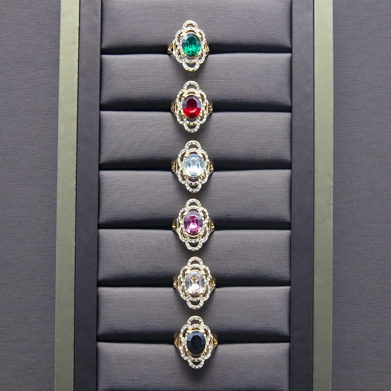 30pcs Nhẫn Đính Kim Cương Nhân Tạo Màu Xanh Dương/Hồng Thời Trang Cho Nữ