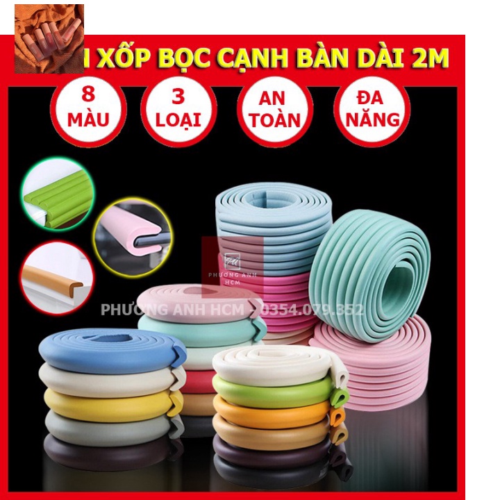 (order nhanh) Cuộn Xốp Bọc Cạnh Bàn Hình Chữ L/ U/ W Dài 2M An Toàn Cho Bé - Dây Cao Su Nẹp Bịt Góc Bàn, Ghế, Tường, Tủ,