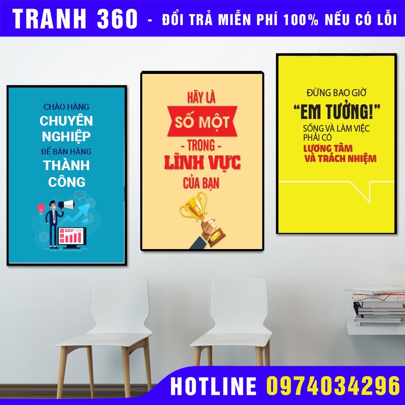 Tranh slogan phòng sale tạo động lực nhân viên nhiều mẫu chất liệu cao cấp bảo hành không phai màu tặng kèm đinh treo