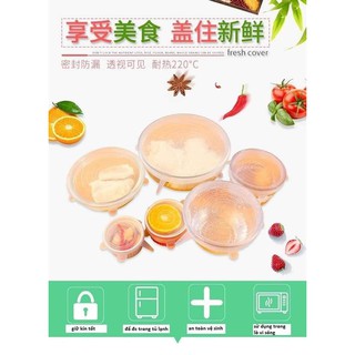 Combo 6 nắp silicon đậy hộp thức ăn