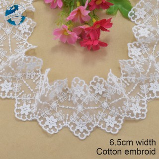 6.5cm Rộng cotton Thêu Ren Cạnh Ren Vải diy trims mini Đầm Ren Ruy Băng Quần Áo Phụ Kiện 4184