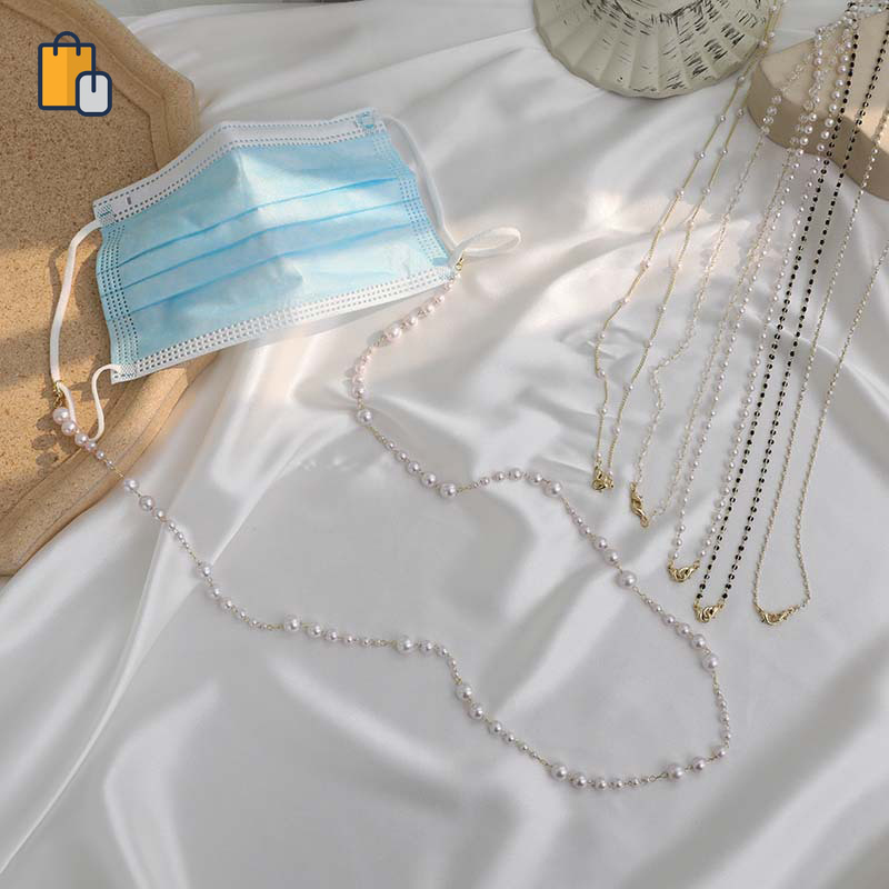 Dây đeo khẩu trang chống lạc dạng chuỗi hạt ngọc trai nhân tạo