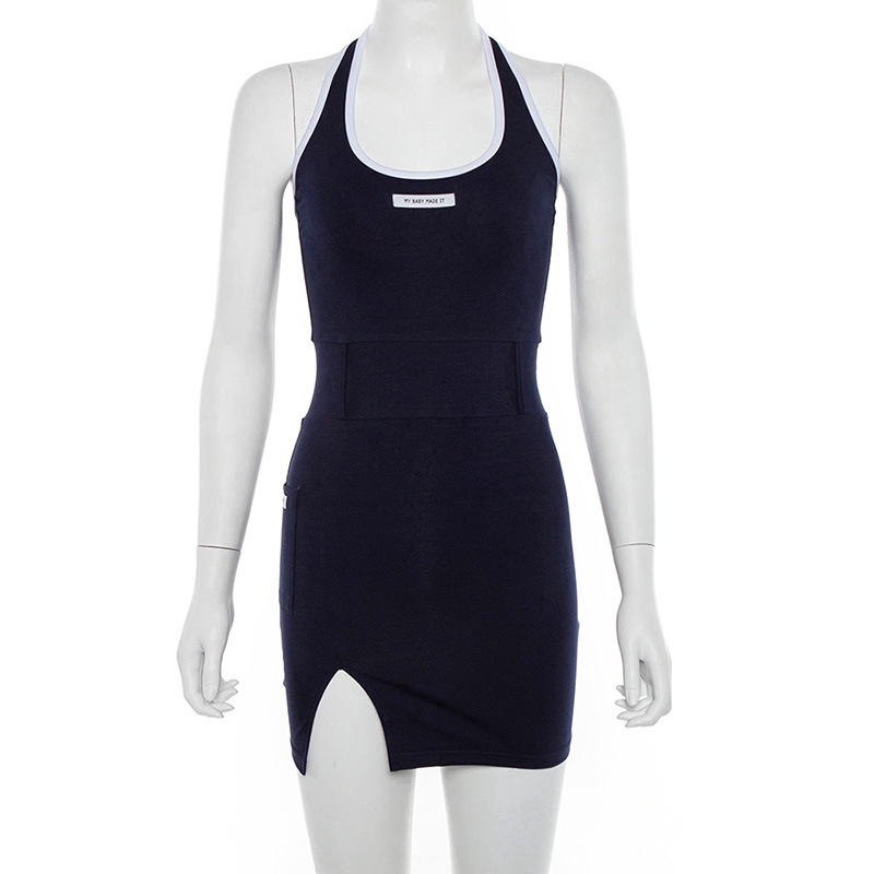 DUNEA Đầm dáng ôm sát nách thiết kế hở lưng thời trang quyến rũ