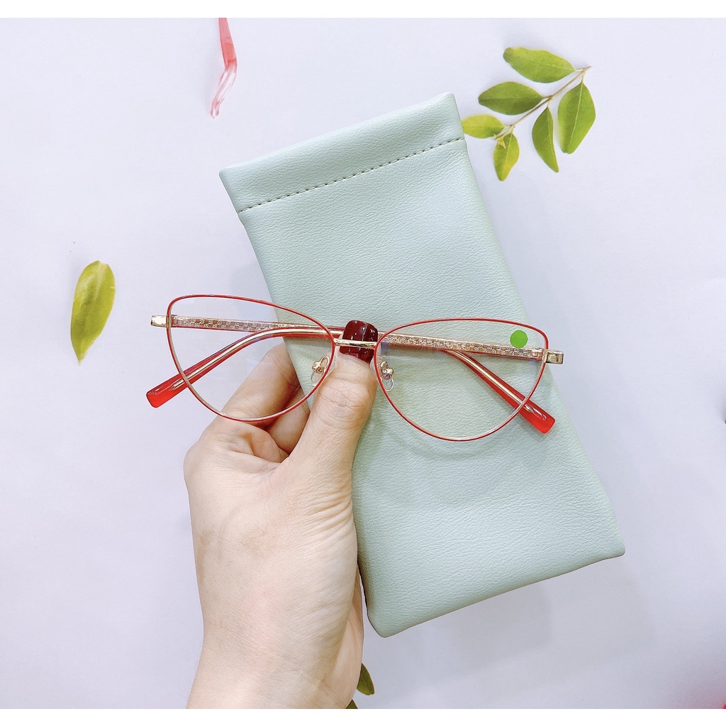 Gọng kính cận nữ MẮT KÍNH XANH mắt mèo kim loại đa dạng màu sắc 3006