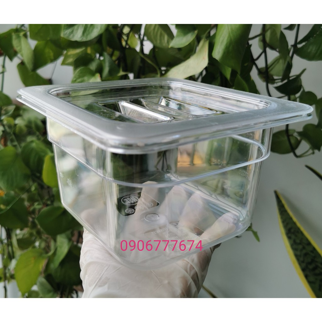 Tên: Bộ 2 khay Mika đựng topping GN 1/6 cao 10cm. Có nắp