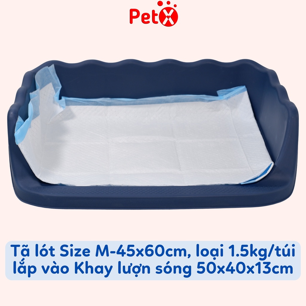 Khay vệ sinh cho chó đực cái thành cao lượn sóng có cột 50x40cm PetX