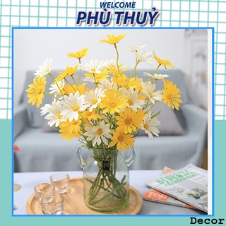 [Hoa cúc họa mi, cúc hà lan giả bằng lụa] 1 cành 5 bông loại dài 52cm