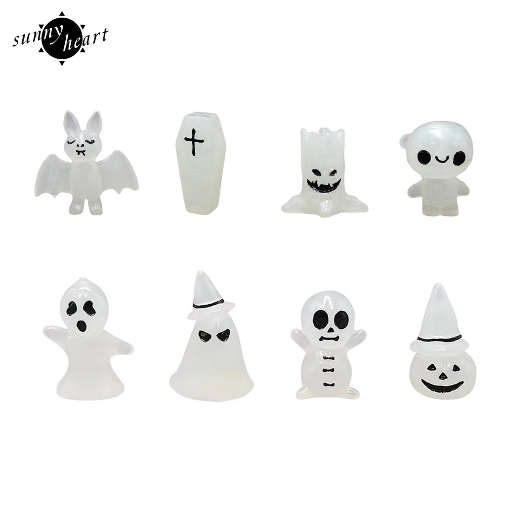 Set 8 Đồ trang trí Con Ma Dạ Quang Dùng Để Trang Trí Halloween Tiện Dụng