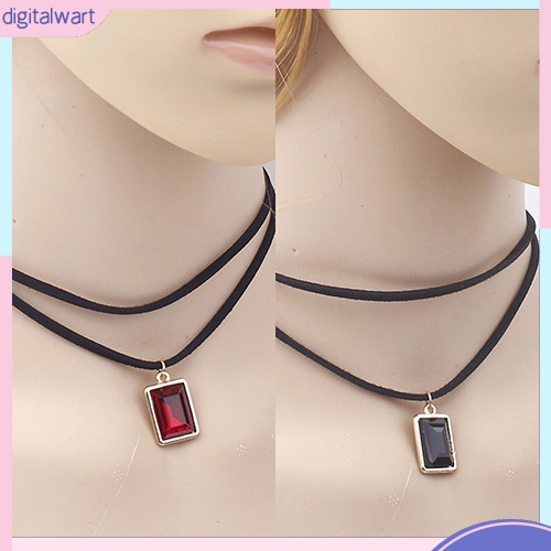 Vòng cổ 2 lớp mặt đính đá nhân tạo hình vuông sang trọng dành cho nữ