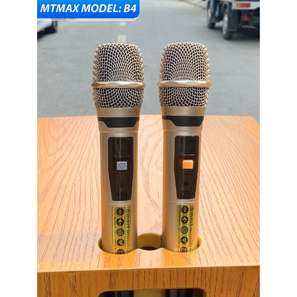 Loa kéo di động MTMax B4 - Loa karaoke 3 đường tiếng bass 4 tấc, 1 mid, 2 treble - Công suất lên đến 700W - Kèm 2 micro
