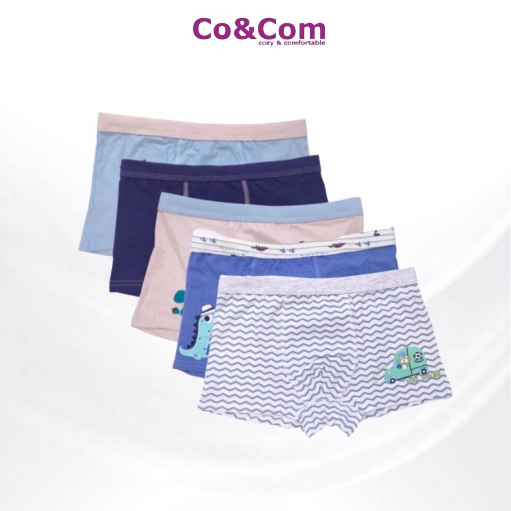 Quần Chip Bé Trai, Quần Lót Dáng Đùi 25-40 Kg Co&amp;Com BOY9033 In Hình Ngộ Nghĩnh Vải Cotton Sợi Bông Nhẹ Mát