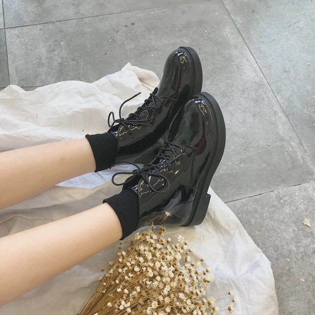 Giày cao cổ full đen da lì và da bóng | BigBuy360 - bigbuy360.vn