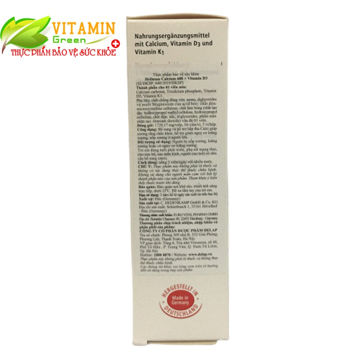 BỔ XUNG CANXI CALCIUM 600mg + Vitamin D3 HEILUSAN | NHẬP KHẨU CHÍNH HÃNG ĐỨC