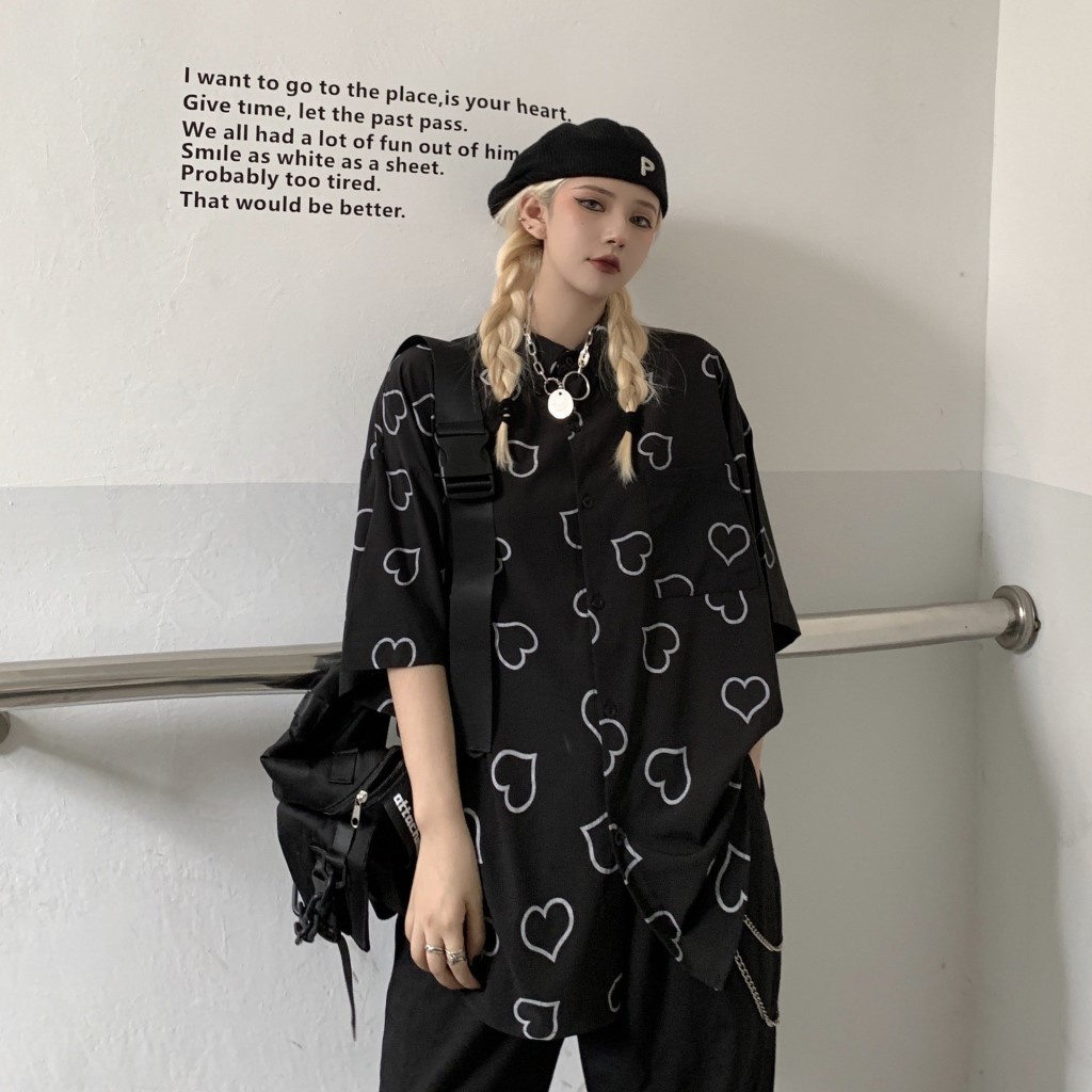 Áo sơ mi tay ngắn nữ unisex from rộng , sơ mi nam nữ vải voan lụa mịn mát free size 40kg - 70kg