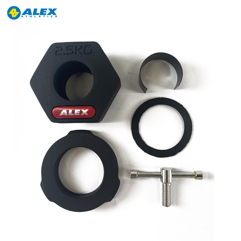 Bộ Khóa Đòn Tạ Olympic Collars ALEX Cao Cấp Chính Hãng  Nặng 2.5kg Bằng Gang, Phi 50mm