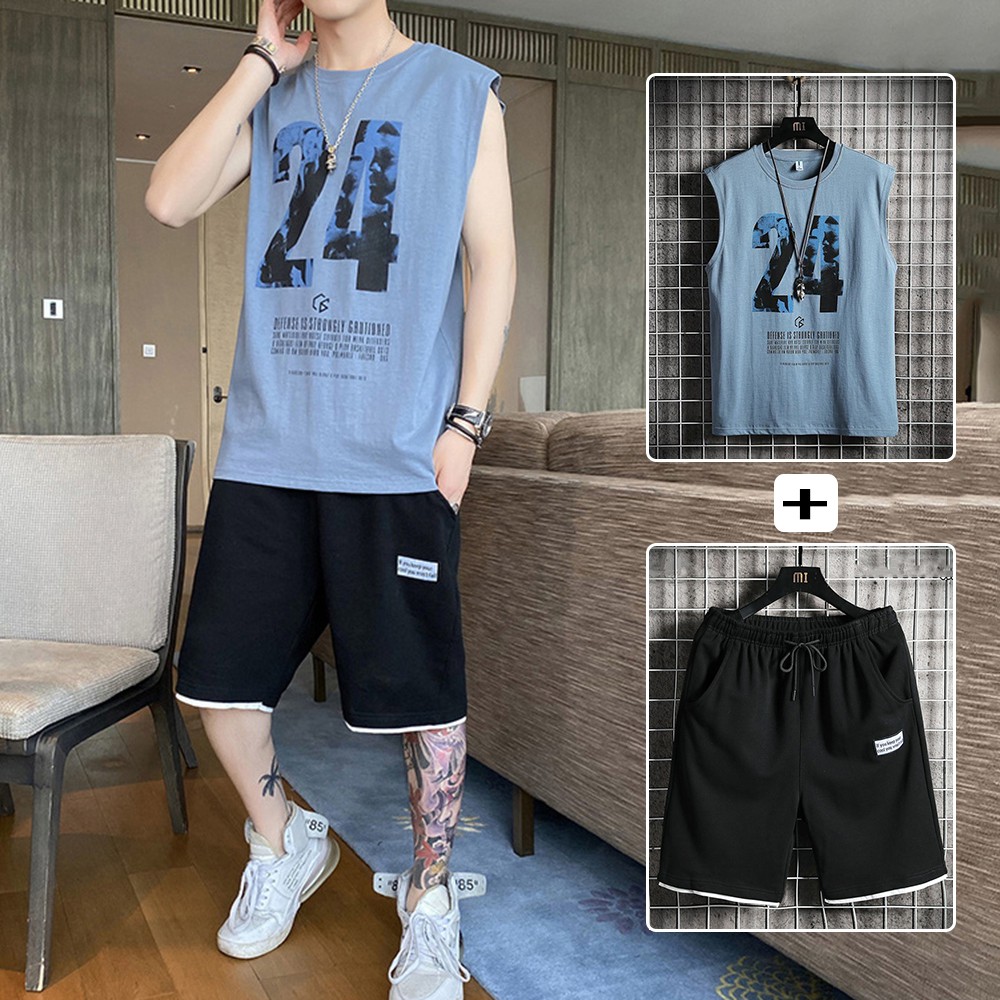 Bộ Đồ Thun Nam 24 Áo 3 Lỗ Khoét Nách Cổ Tròn Quần Short Đùi Thể Thao Có Túi ZENKODLMEN 90000160 | BigBuy360 - bigbuy360.vn