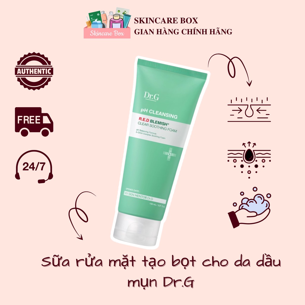 [ĐỦ BILL] SỮA RỬA MẶT TẠO BỌT DR.G RED BLEMISH CLEAR SOOTHING FOAM 150ML