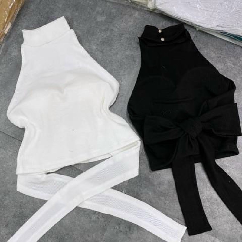 ÁO CROPTOP CỔ YẾM CỘT LƯNG.restock