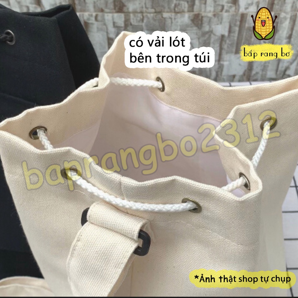 TÚI TOTE BALO ĐEO CHÉO DÂY RÚT UNISEX NAM NỮ VẢI CANVAS ĐI HỌC ĐI CHƠI CHECKING CAFE DC11