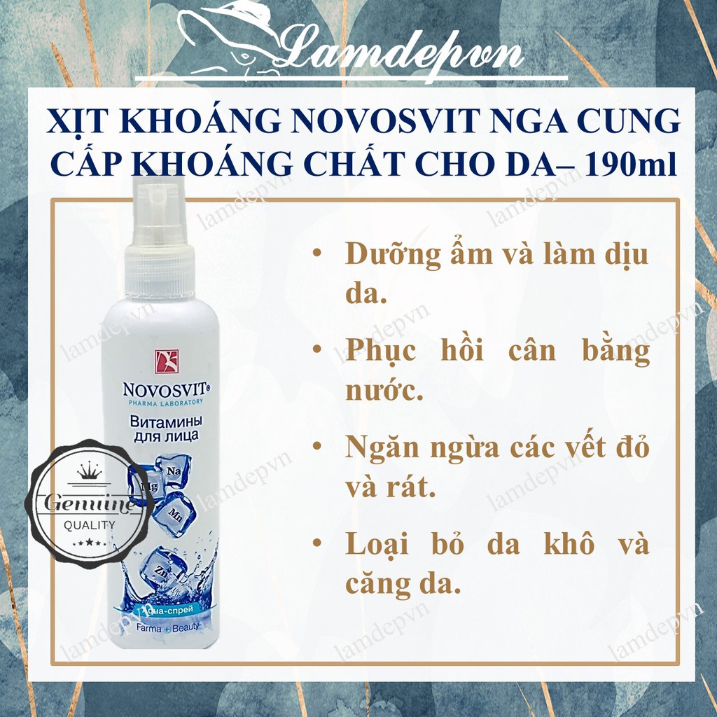 XỊT KHOÁNG NOVOSVIT NGA CUNG CẤP KHOÁNG CHẤT CHO DA – 190ml