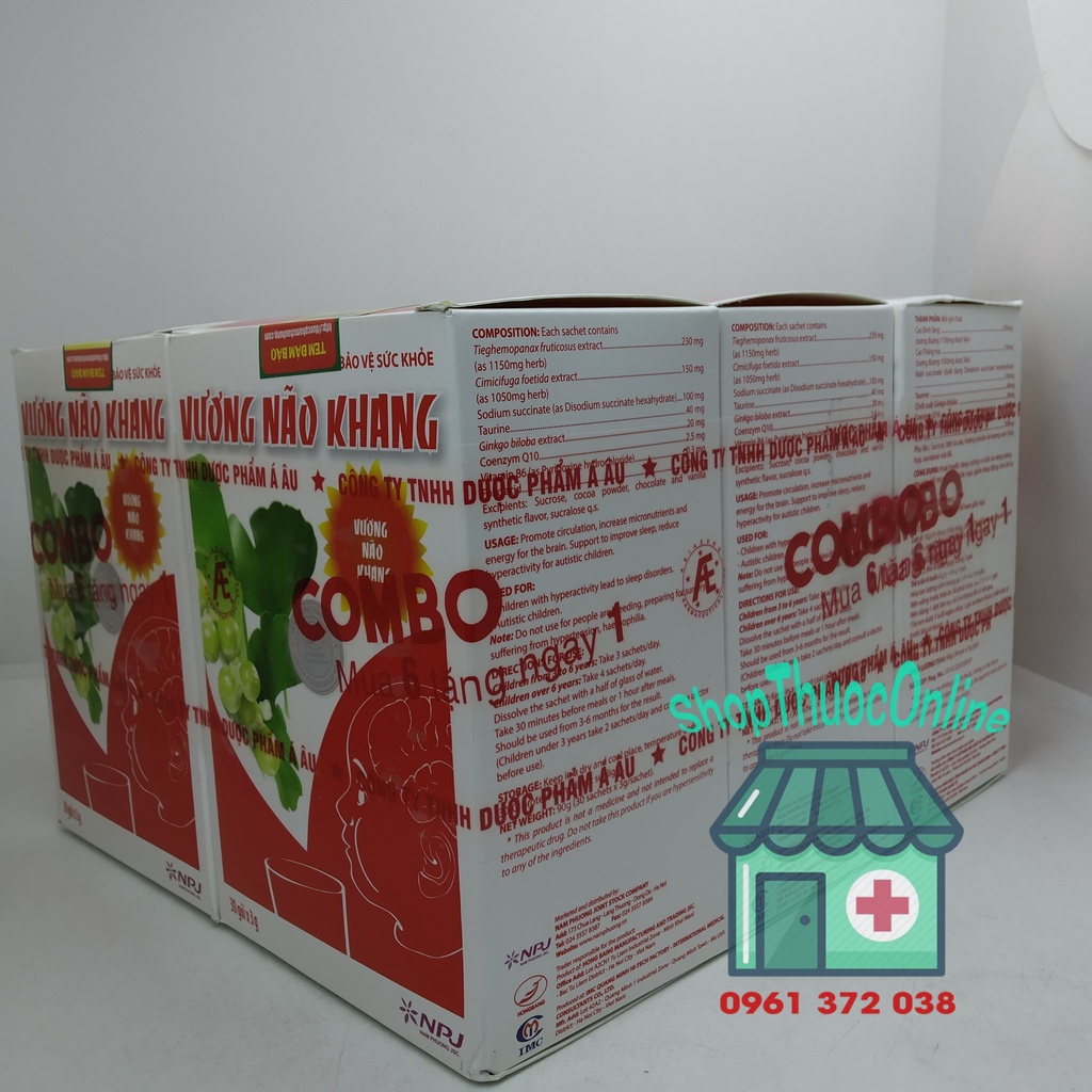 VƯƠNG NÃO KHANG - Hỗ Trợ tăng cường trí tuệ cho trẻ em hộp 30 gói