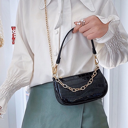 Túi kẹp nách, túi xách đeo chéo nữ đẹp phối xích da rắn hot trend HH 25