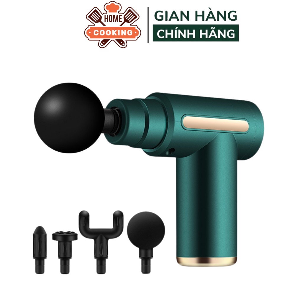 Máy massage cầm tay mini 4 đầu 6 cấp độ, súng massage toàn thân trị liệu đau mỏi vai gáy, giảm đau mỏi, giãn cơ sau tập