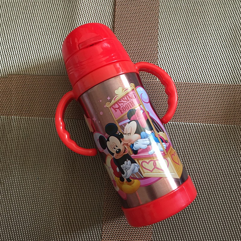 [BÁN LỖ]  - Bình giữ nhiệt Mickey có vòi bú va tay cầm cho bé 350ml