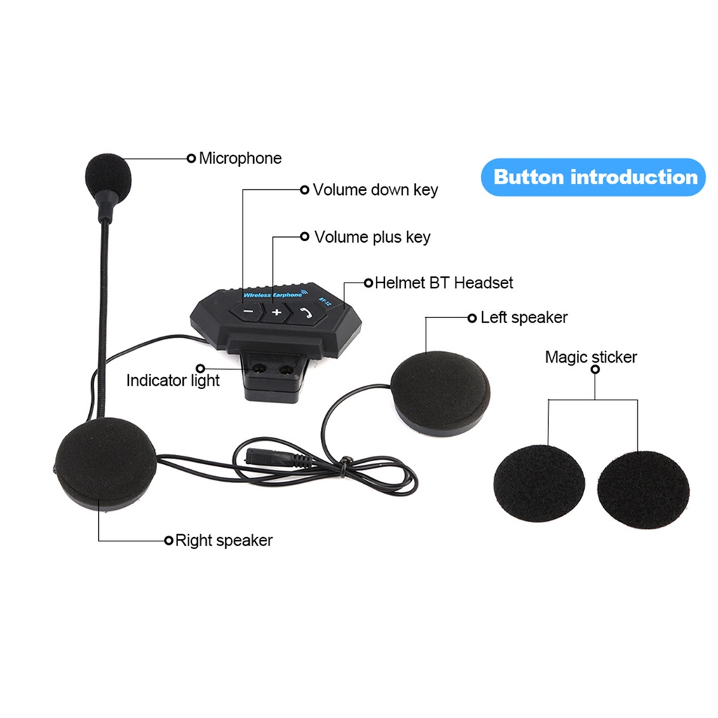 Tai nghe headset gắn nón bảo hiểm kết nối Bluetooth hỗ trợ gọi điện thoại chất lượng cao