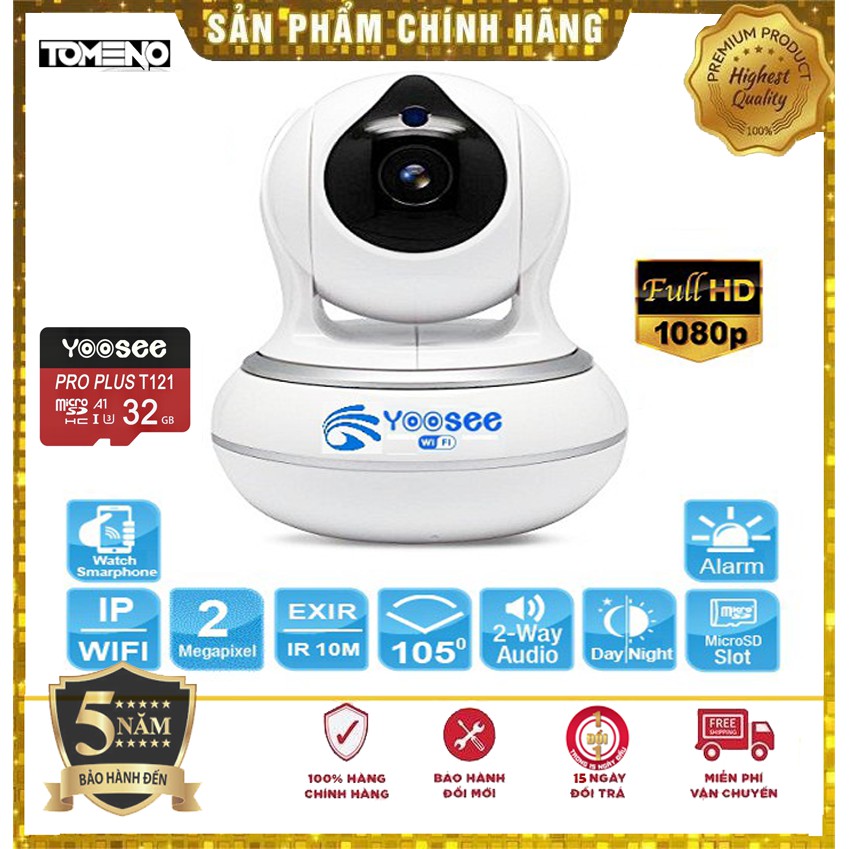 Camera Wifi Ip Yoosee 720x1080 Pixel AI- AI 2019 - Bản Nâng Cấp- Cảnh Báo Chuyển Động-Đàm Thoại- Siêu nét nảo hành 5 năm