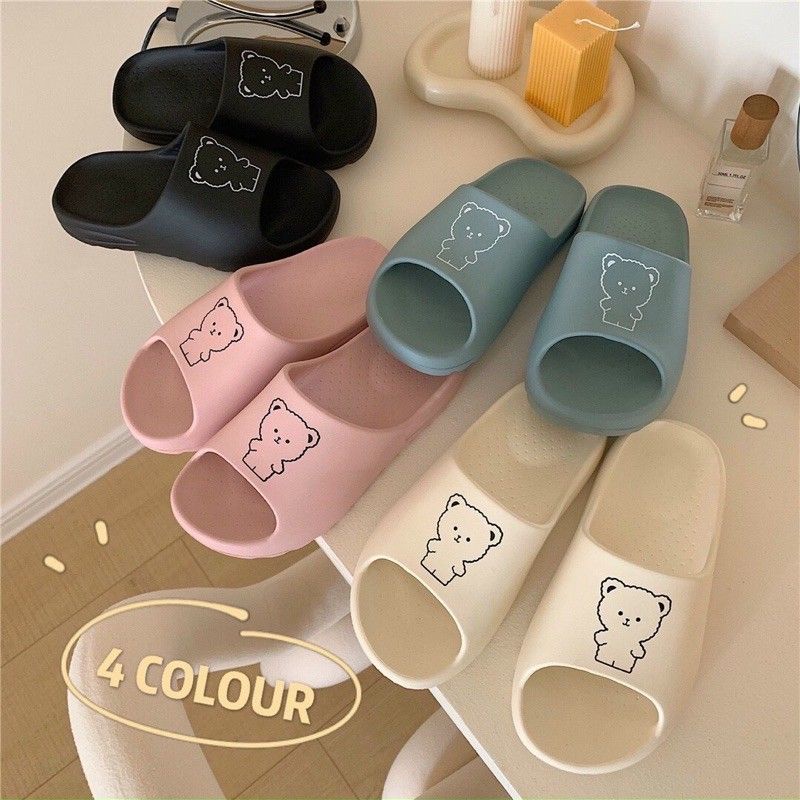 Dép bánh mì gấu đúc nguyên chiếc cực êm đế răng cưa trống trơn trượt