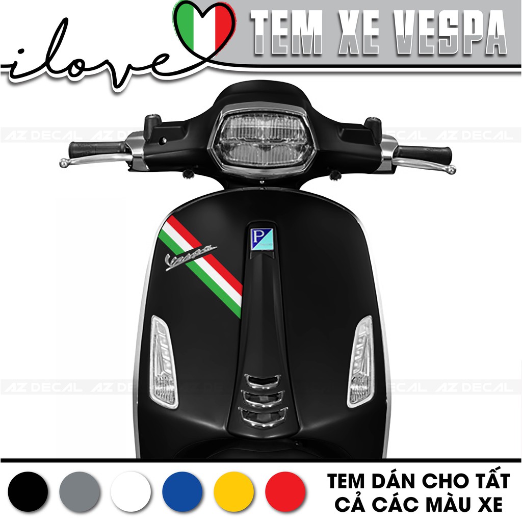 Tem Xe Vespa italia 05 | Dán Cho Mọi Dòng Xe Vespa| Chất Liệu PVC 5 Lớp, Dán Tại Nhà