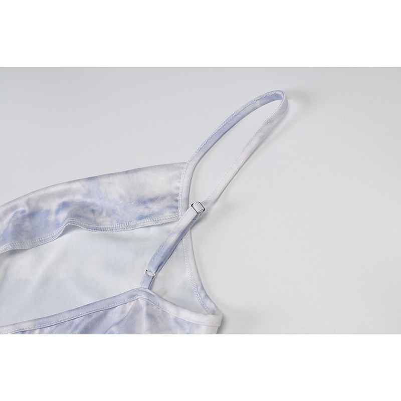 Đầm Dài Rút Dây Hở Lưng Họa Tiết Màu Nhuộm Thời Trang