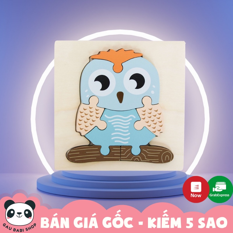 Tranh ghép hình 3D bằng gỗ Toys House có in hình cú mèo ngộ nghĩnh phát triển trí tuệ, giáo dục sớm cho bé